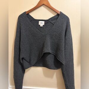 BDG Urban Outfitters cropped charcoal V-Neck Sweater